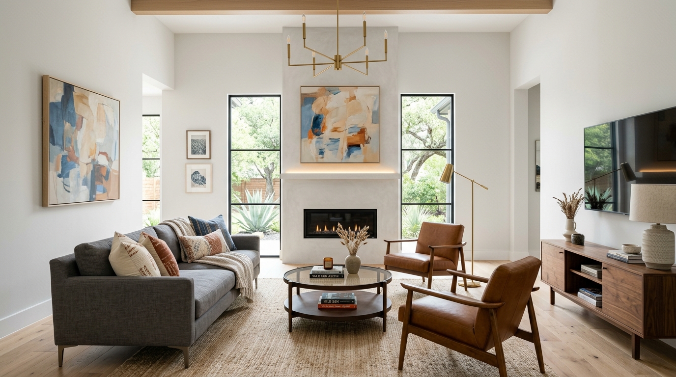 Freshly painted living room interior in Austin